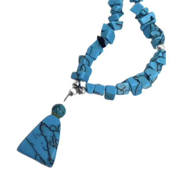 Vintage to Now Turquoise Single Strand Necklace Choker and Earring Set Handmade - Picture 7 of 12